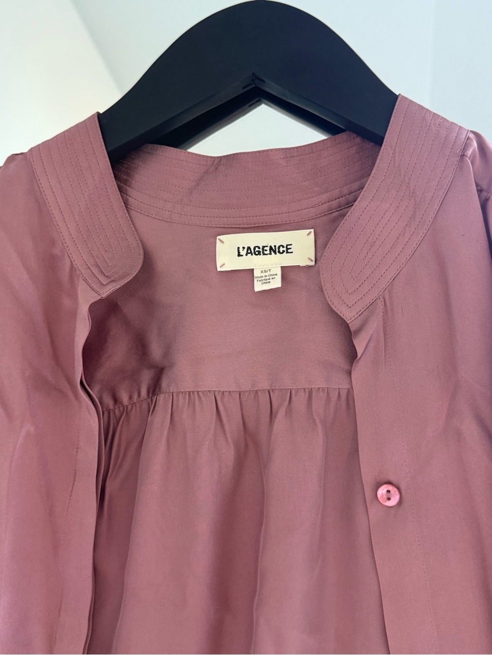 L'AGENCE Dusty Rose Silk 100% Blouse